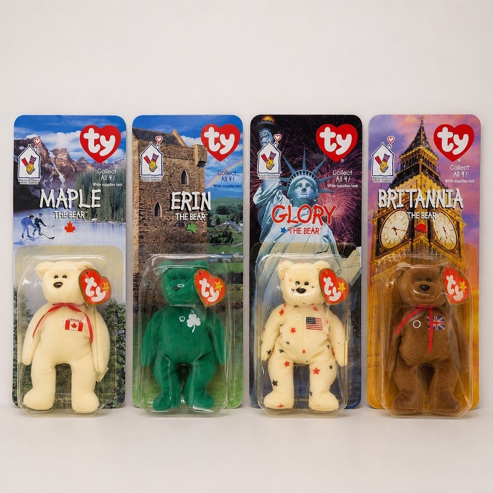 TY Beanie Babies International Bears Complete Set of 4 McDonalds RMHC Sealed
